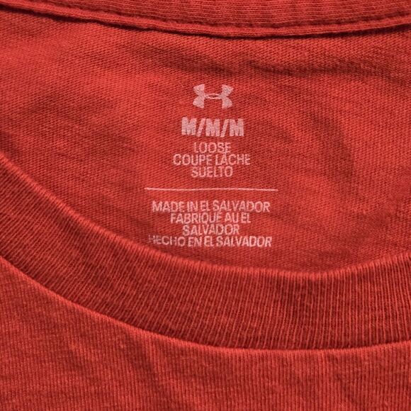 3 Under Armour T Shirt Men's Medium UA Collegiate Branded Red/ 2 V Neck Gym Gray - Picture 3 of 16